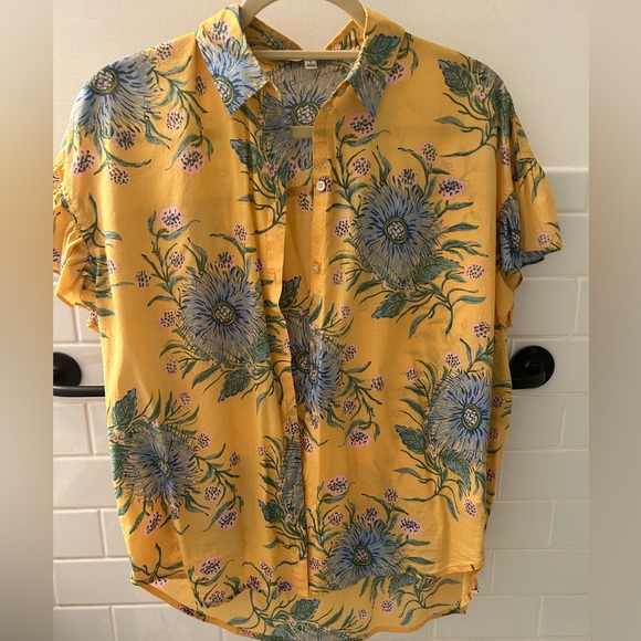 Madewell Ruffle-Sleeve Button-Down Shirt in Painted Blooms - Picture 5 of 7